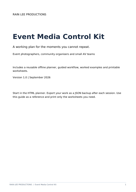 Event Media Control Kit guide cover